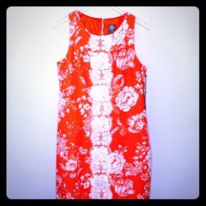 NWT Vince Camuto Floral Lace Shift Dress Orange 12